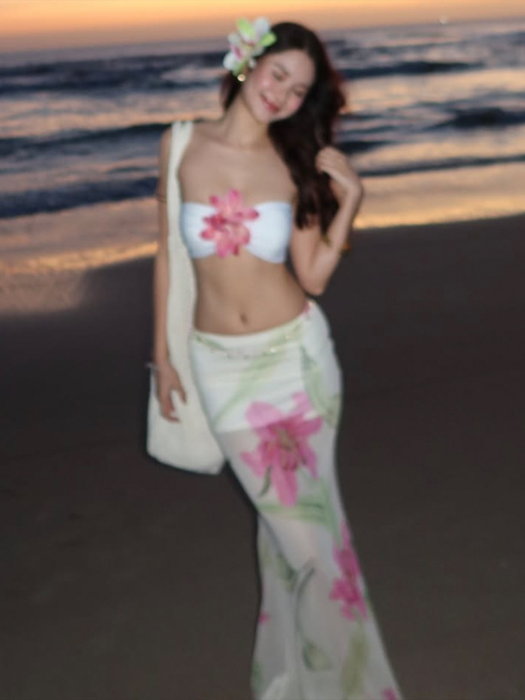 Romper Floral Print - Nibber Pretty Women Two-Piece Set 3d