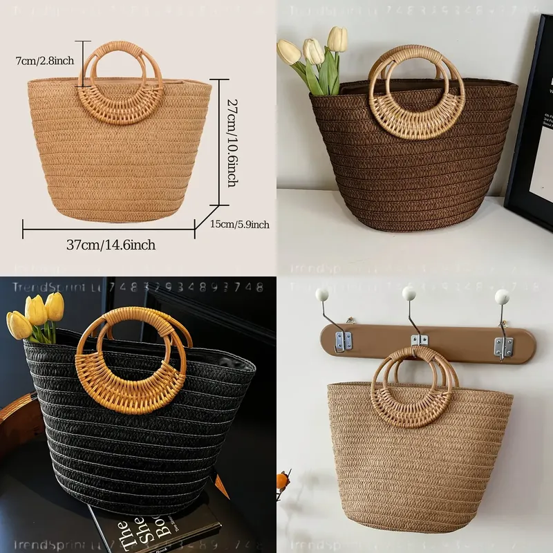 Women Summer Woven Paper Tote  - đánh giá và giá Tote Bag Beach