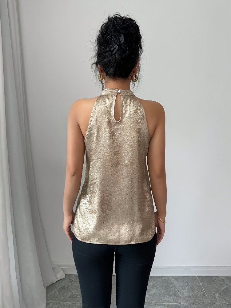 Champagne Golden Shiny Glossy  - đánh giá và giá Blouse Off Shoulder