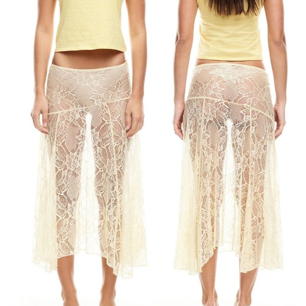 Solid Color Lace Beach Dress S - đánh giá và giá Midi Skirt Floral