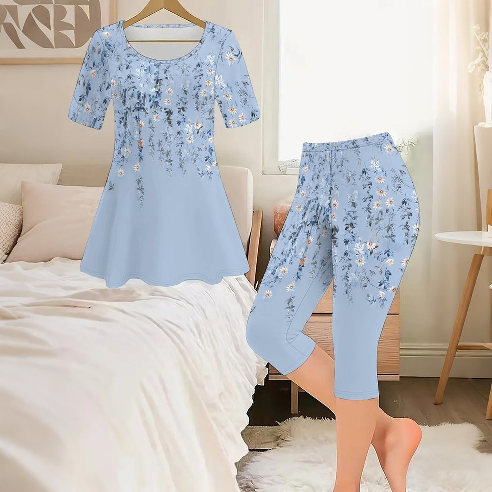 2pcs Vintage Print Two Piece S - đánh giá và giá Romper Floral Print