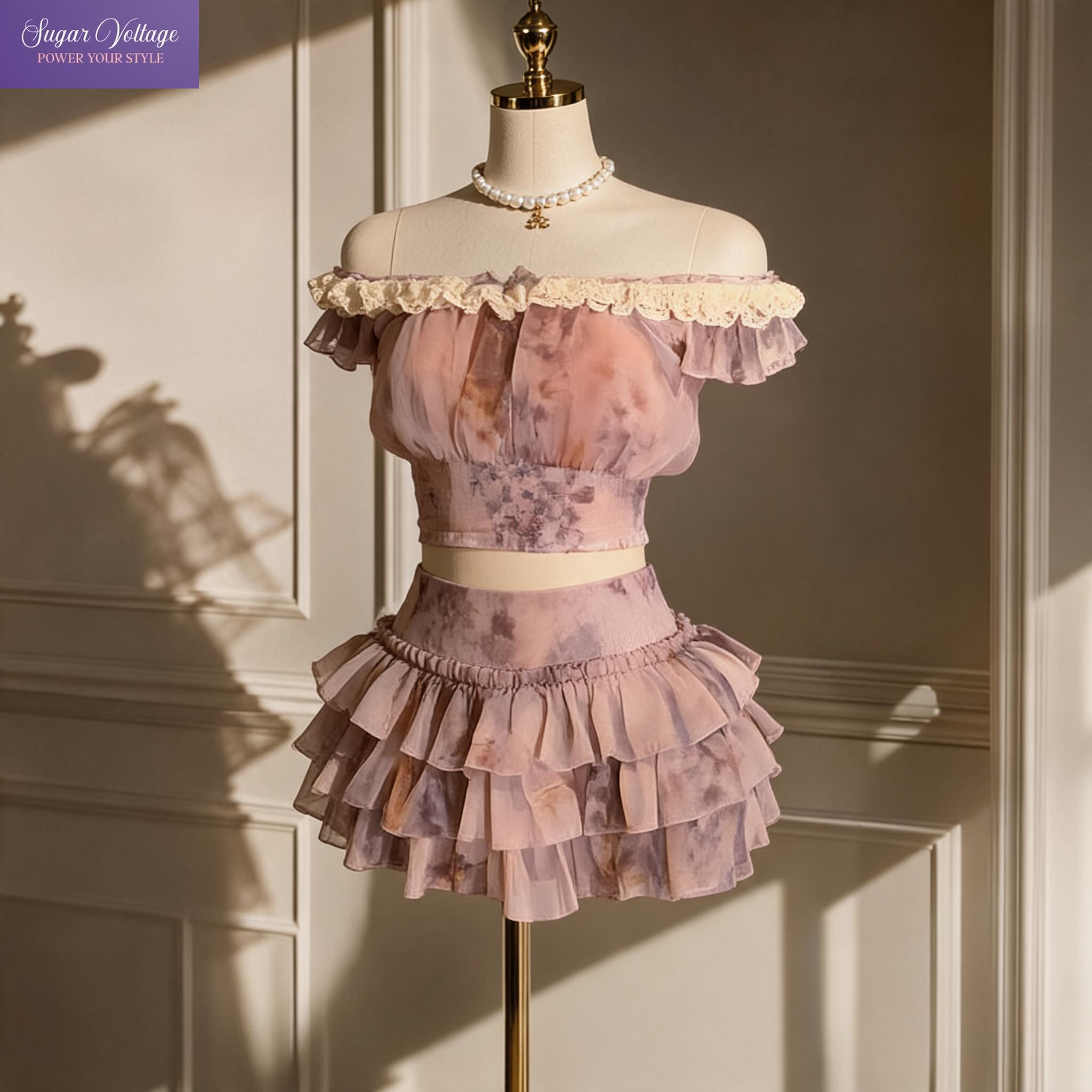 French Sweet Coquette Off Shou - đánh giá và giá Romper Floral Print
