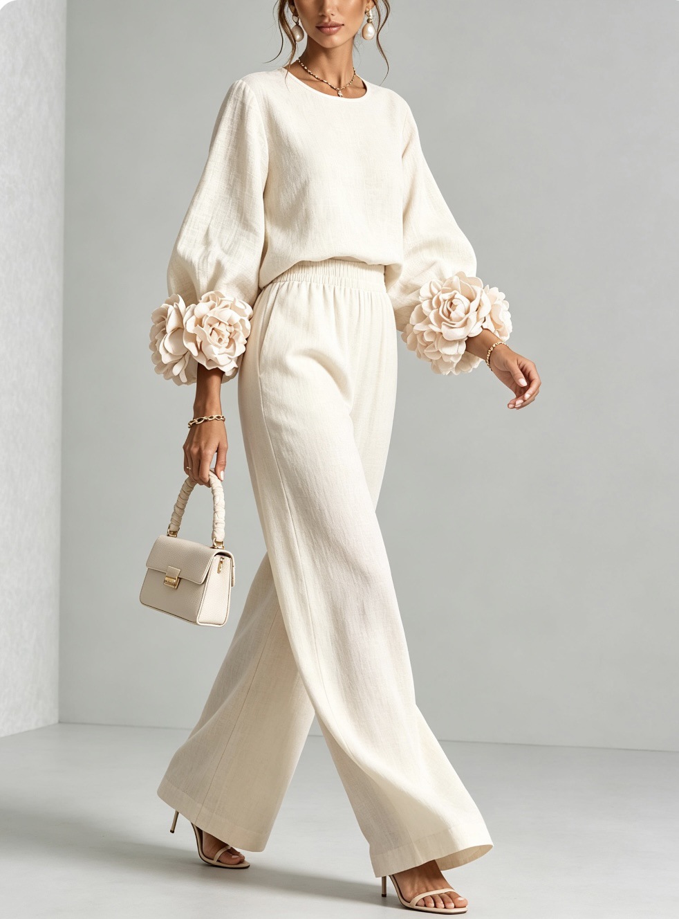 Women 2 Piece Linen Outfit O N - đánh giá và giá Linen Pant Wide