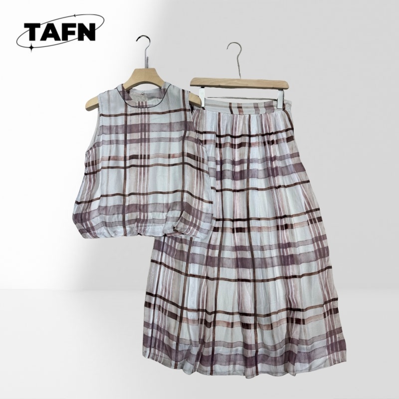 Elegant Women Checkered Two Pi - đánh giá và giá Midi Skirt Floral