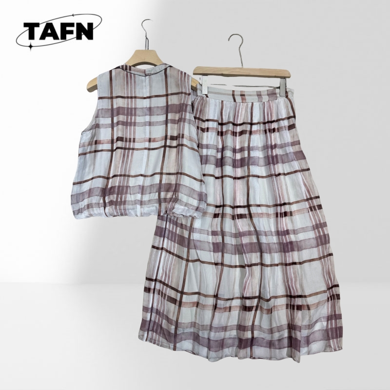 Elegant Women Checkered Two Pi - đánh giá và giá Midi Skirt Floral