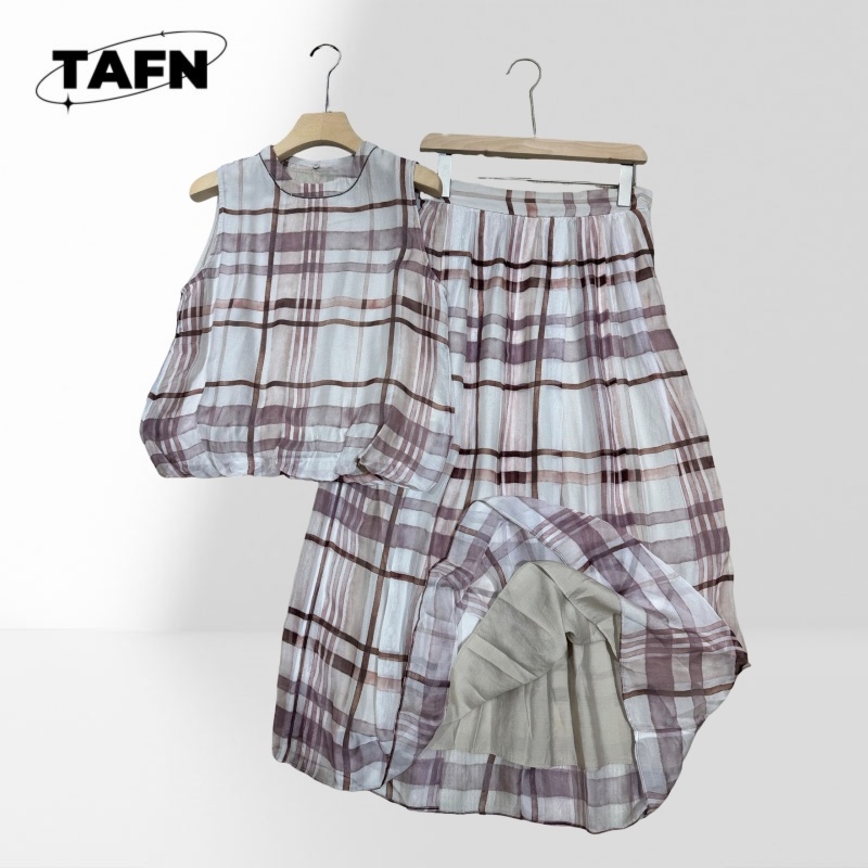 Elegant Women Checkered Two Pi - đánh giá và giá Midi Skirt Floral