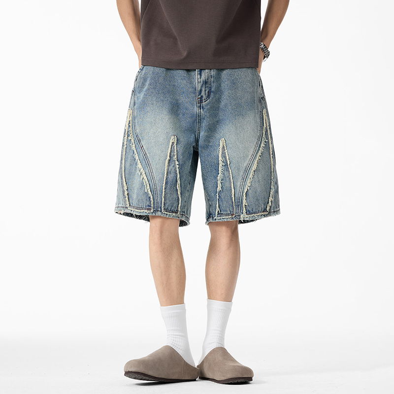 Men's Baggy Denim Jorts, Raw E - đánh giá và giá Shorts Denim Frayed