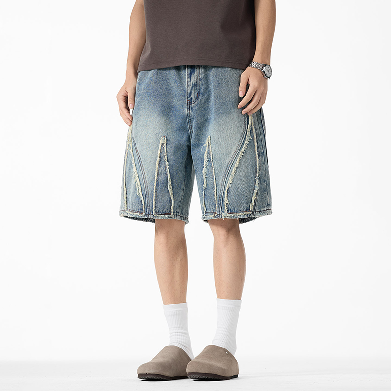 Men's Baggy Denim Jorts, Raw E - đánh giá và giá Shorts Denim Frayed